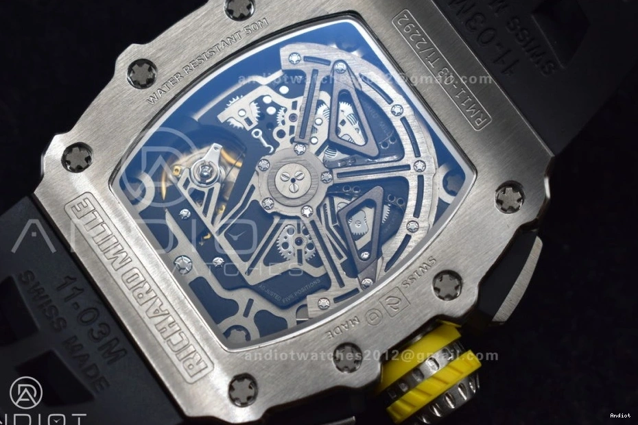 SS A7750 1:1 Crystal KVF Black Dial Black RM011 Chrono on Strap Best V3 Edition Rubber 0121